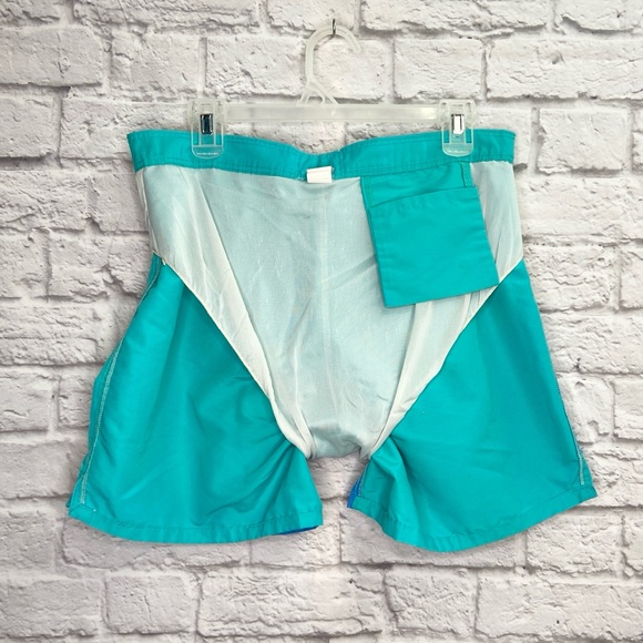 VTG Hobie Mens Retro Swim Trunks Size M Colorblock Pastel Rainbow Old School - Picture 7 of 9